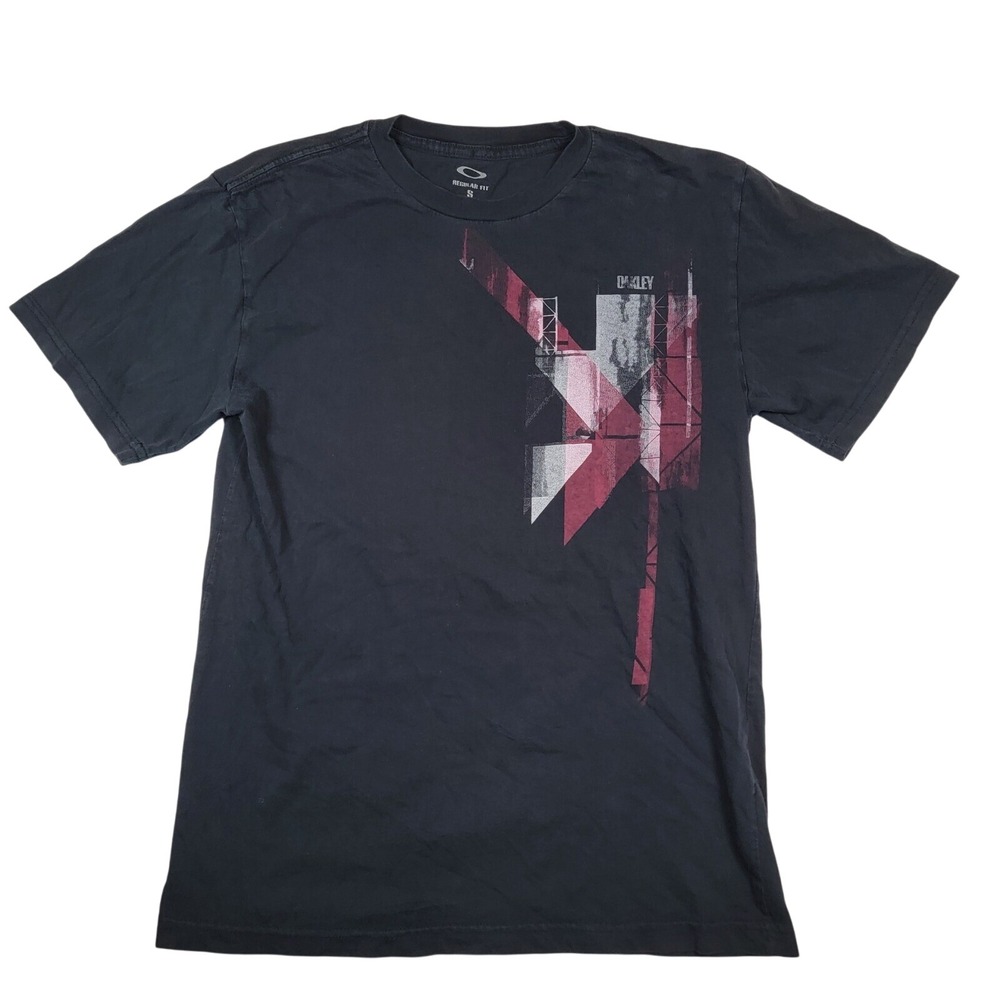 Oakley Short Sleeve T-Shirt Mens Sz Small Black Abstract Graphic Y2K 100% Cotton
